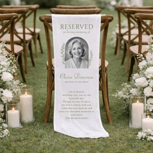 Personalized Reserved Wedding Memorial Chair Sign Short Table Runner