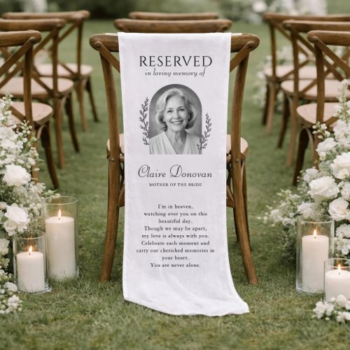 Personalized Reserved Wedding Memorial Chair Sign Short Table Runner