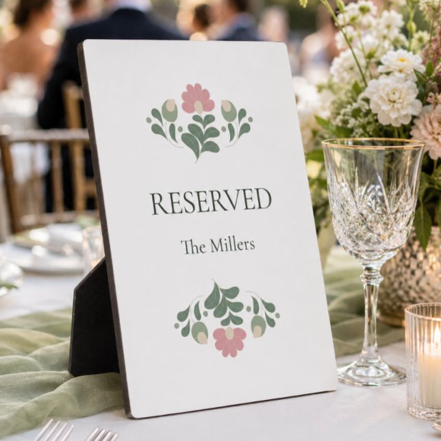 Personalized Reserved Wedding Table Sign Plaque (Elegant  personalized Reserved table sign for luxury wedding reception styling)