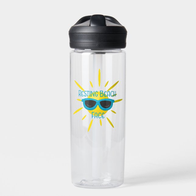 Personalized Resting Beach Face Funny  Water Bottle (Front)