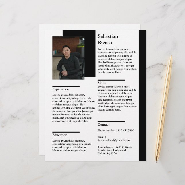 Personalized resume with photo template letterhead (Front/Back In Situ)