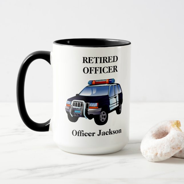 Personalized Retired Police Officer Coffee Mug (With Donut)