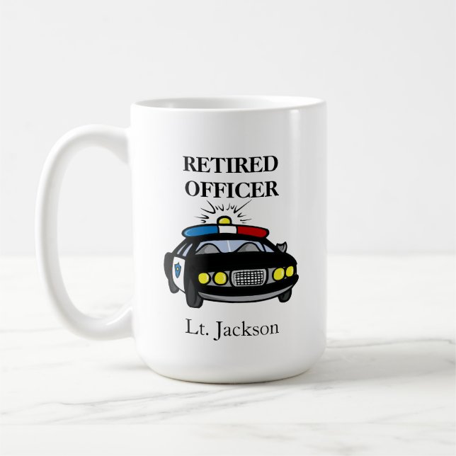 Personalized Retired Police Officer Coffee Mug (Left)
