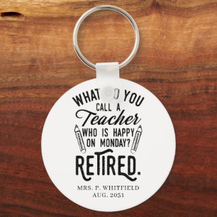 Personalized Retired Teacher School Principal Keychain