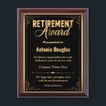 Personalized Retirement Award For Retiree<br><div class="desc">Award to recognize your favorite Employee. Let them know how much you appreciate them. Perfect gift for an employee who is retiring and needs a memento with a personal sentiment. retirement quotes for award black and gold,  Personalized Retirement Plaque,  Customized Award for Co-Worker or Retiree</div>