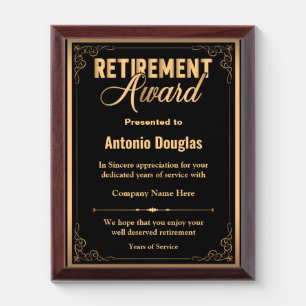 Personalized Retirement Award For Retiree