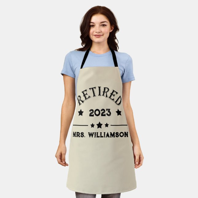 Personalized retirement gift idea apron (Worn)