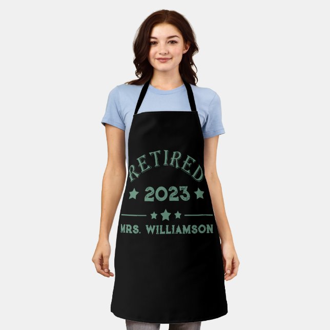 Personalized retirement gift idea apron (Worn)