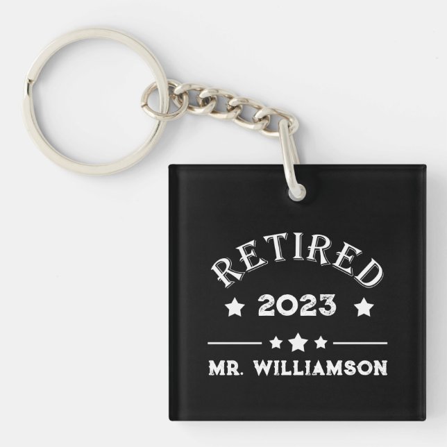 Personalized retirement gift idea keychain (Front)