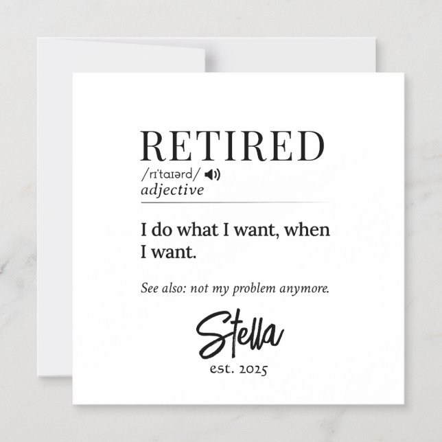 Personalized Retirement Gift – Retired Definition Magnetic Invitation (Front)