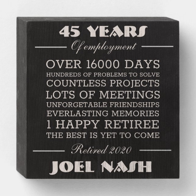 Personalized Retirement Gift Wooden Box Sign (Front Horizontal)