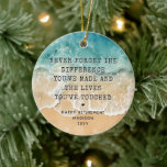 Personalized Retirement Modern Blue Ocean Beach Ceramic Ornament<br><div class="desc">Personalized Modern Never Forget the Difference You've made - Happy Retirement Gifts</div>