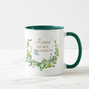 Personalized Retirement Mug Botanical Gold