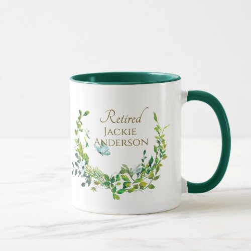 Personalized Retirement Mug Botanical Gold