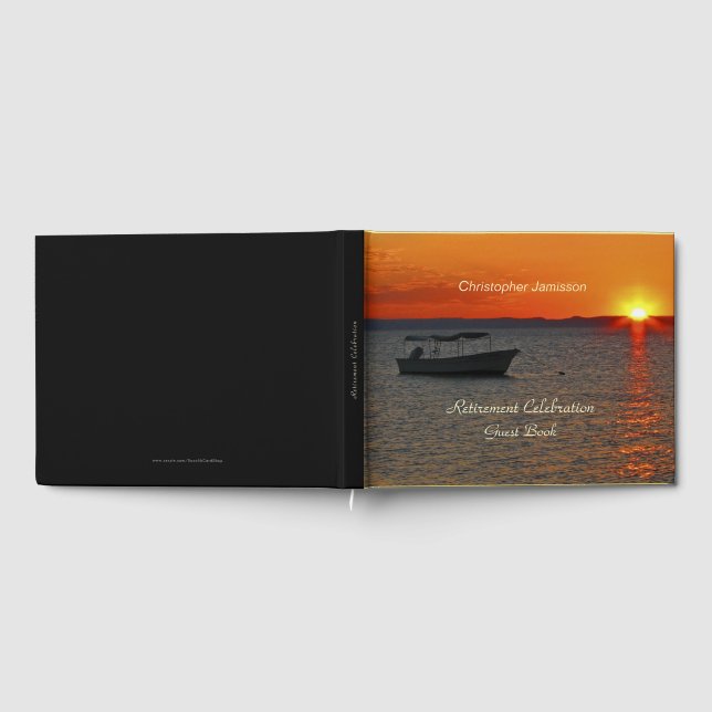 Personalized Retirement Party Book, Fishing Boat Guest Book (Full)