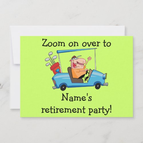 Personalized Retirement Party Inviation Golf Cart Invitation