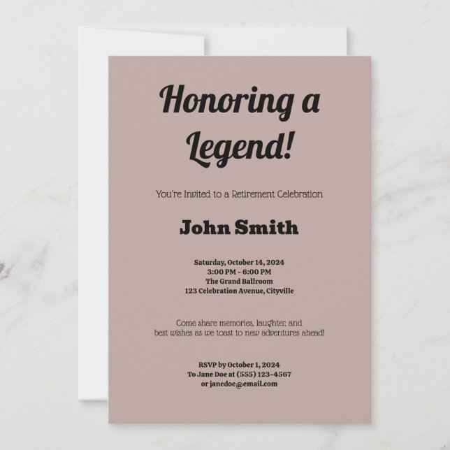 Personalized Retirement Party  Invitation (Front)