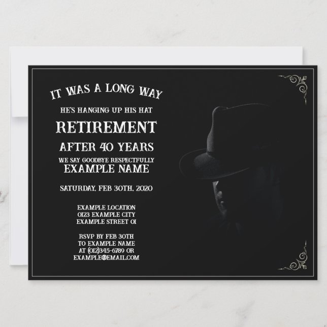 Personalized Retirement Party Invitation Dark Them (Front)
