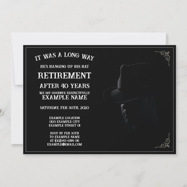 Personalized Retirement Party Invitation Dark Them (Front)
