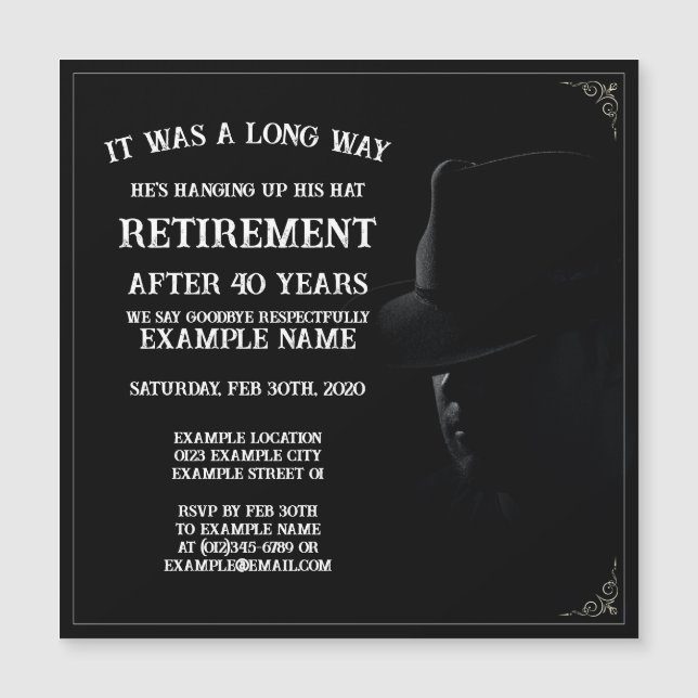 Personalized Retirement Party Invitation Dark Them (Front)