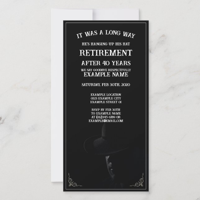 Personalized Retirement Party Invitation Dark Them (Front)