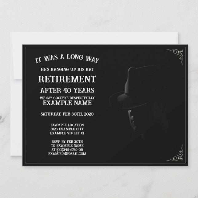 Personalized Retirement Party Invitation Dark Them (Front)