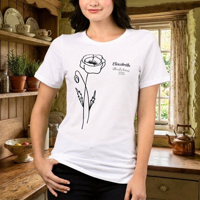 Personalized Retirement Poppy  T-Shirt (Poppy design retirement t-shirt.)