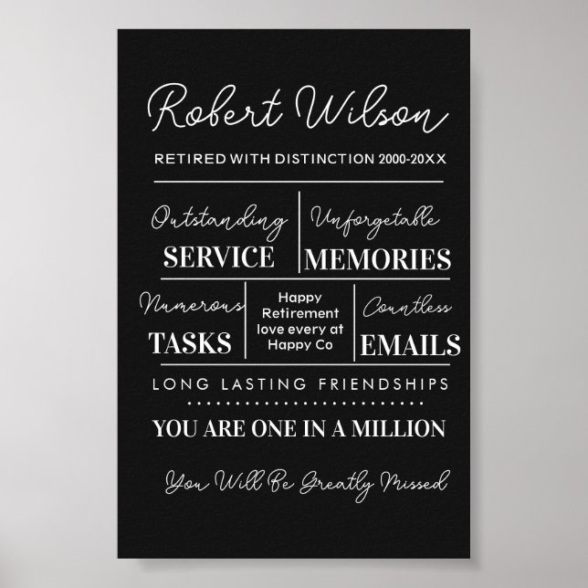 Personalized Retirement Poster Print (Front)