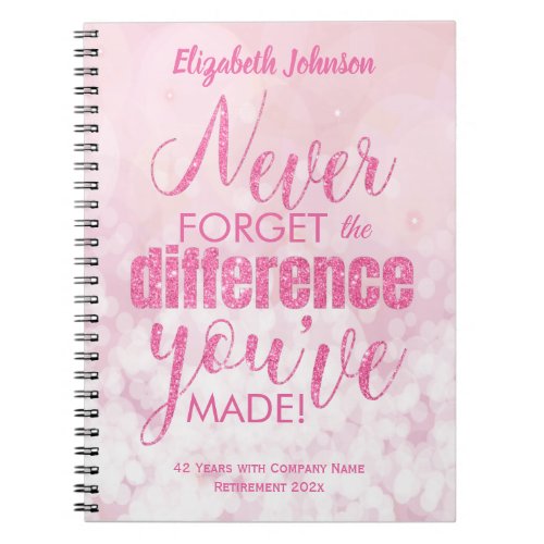 Personalized Retirement Quote Pink Notebook