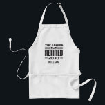 Personalized Retirement The Legend Has Retired Adult Apron<br><div class="desc">This cute parting gift is bound to make someone's day at their retirement party. Add the year of retirement and a name by clicking on  "Personalize" button above. 

Makes a great leaving gift for your best coworker or boss</div>