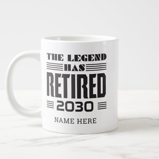 Personalized Retirement The Legend Has Retired Giant Coffee Mug (Left)