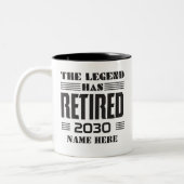 Personalized Retirement The Legend Has Retired Two-Tone Coffee Mug | Zazzle