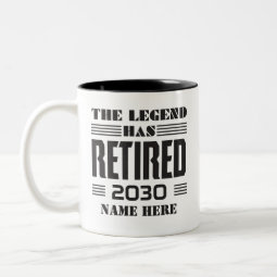 Personalized Retirement The Legend Has Retired Two-Tone Coffee Mug | Zazzle