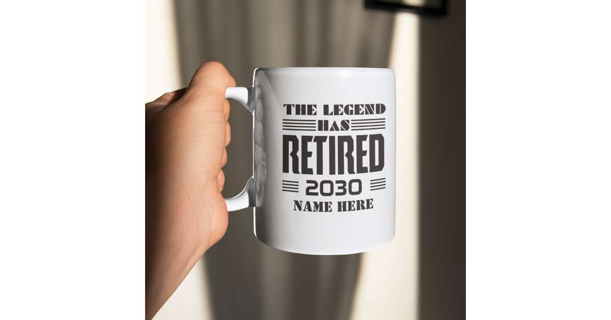 Personalized Retirement The Legend Has Retired Two-Tone Coffee Mug | Zazzle