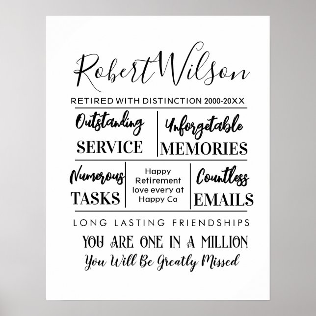 Personalized Retirement white Poster Print (Front)