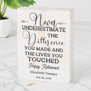 Personalized Retirement with Inspirational Quote Wooden Box Sign
