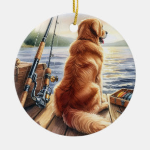 Personalized Retriever on a Dock Dog Memorial Ceramic Ornament