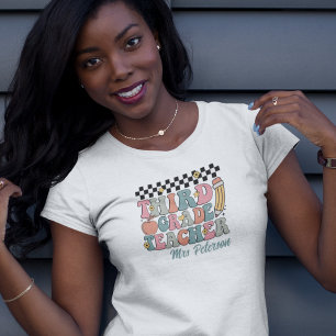 Personalized Retro 3rd Grade Teacher T-Shirt