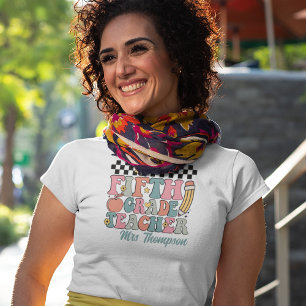 Personalized Retro 5th Grade Teacher T-Shirt