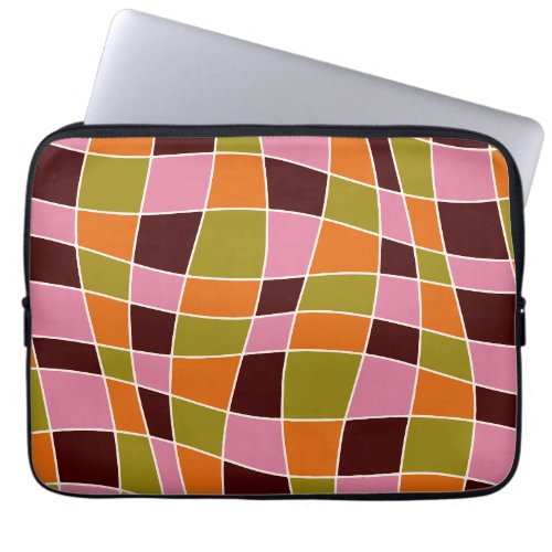 Personalized Retro 70s Abstract Wavy Lines Laptop Sleeve