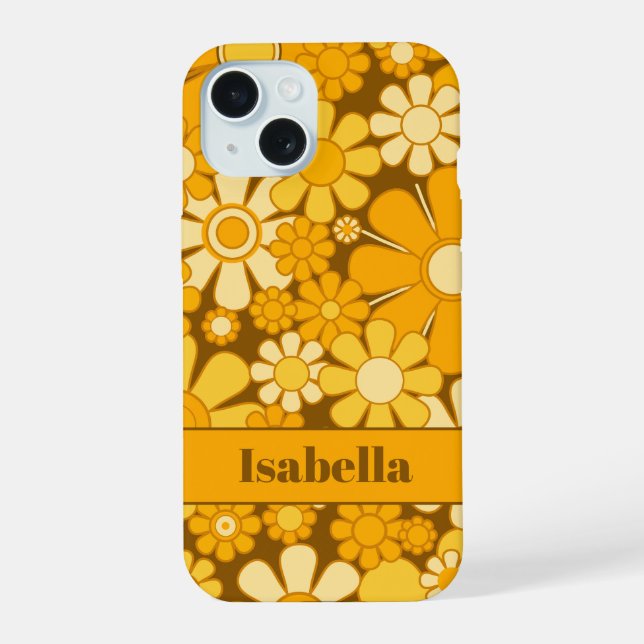 Personalized Retro 70s Floral Pattern Iphone Case (Back)
