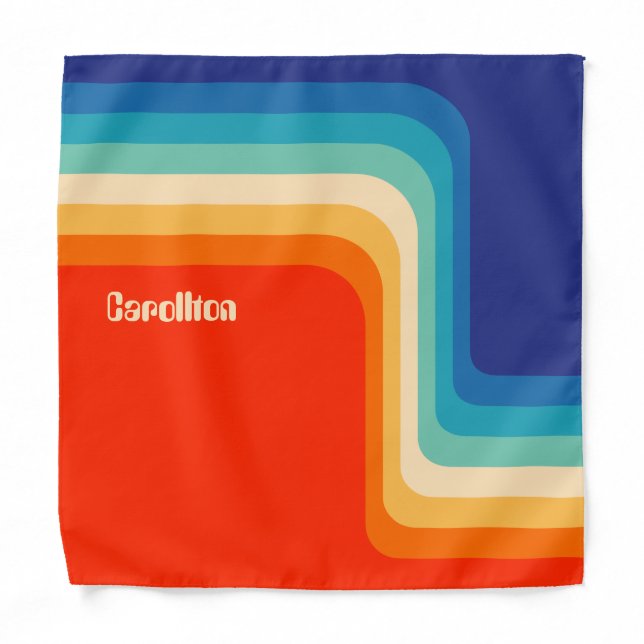 Personalized Retro 70s Ombre Tote Bag Bandana (Front)