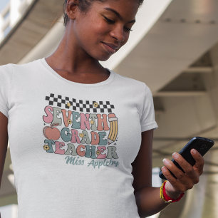 Personalized Retro 7th Grade Teacher T-Shirt