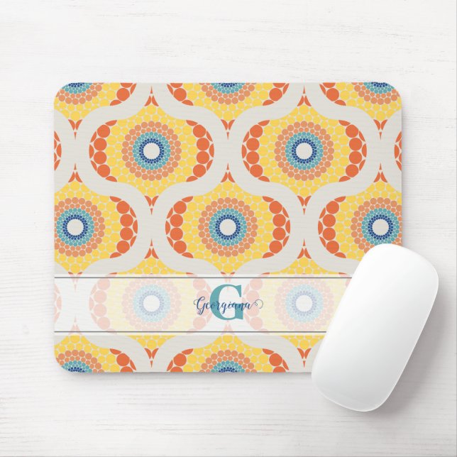 Personalized Retro Aegean Summer Radiant Mandala Mouse Pad (With Mouse)