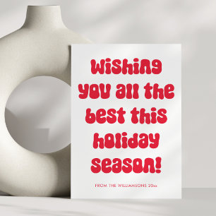 Personalized Retro Aesthetic Festive Red Christmas Holiday Card