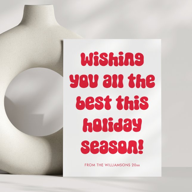 Personalized Retro Aesthetic Festive Red Christmas Holiday Card (Creator Uploaded)