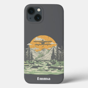 Personalized,Retro,Airplane,Sunset,Nature,Vintage, iPhone 13 Case