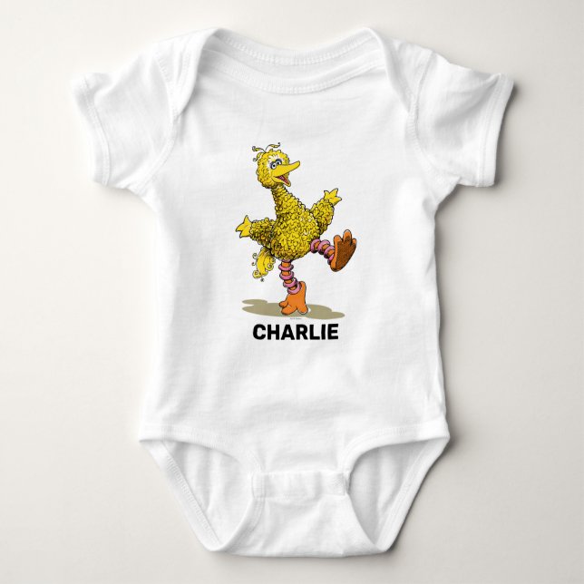Personalized Retro Art Big Bird Baby Bodysuit (Front)