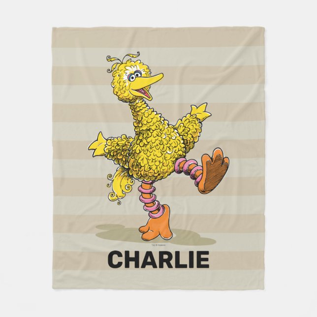 Personalized Retro Art Big Bird Fleece Blanket (Front)