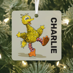 Personalized Retro Art Big Bird Metal Ornament